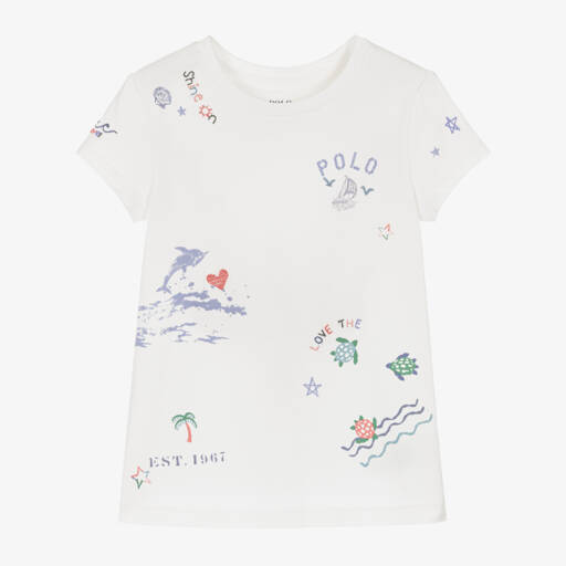 Ralph Lauren-Girls Cotton Sea-Themed Tee | Childrensalon Outlet