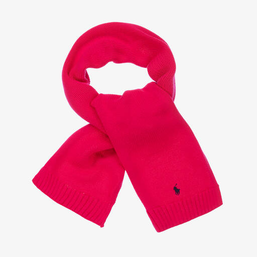 Polo Ralph Lauren-سكارف قطن محبوك لون زهري فيوشيا للبنات | Childrensalon Outlet
