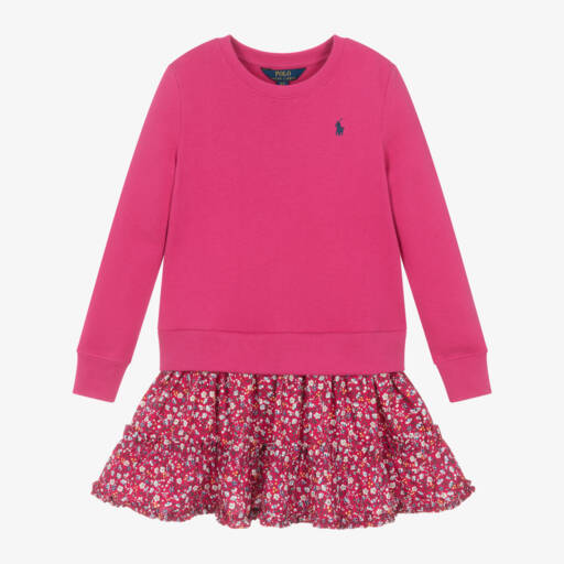 Ralph Lauren-Girls Fuchsia Sweatshirt Dress | Childrensalon Outlet
