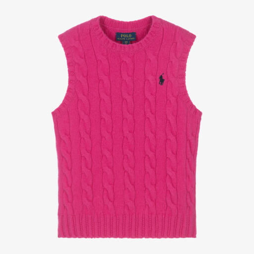 Ralph Lauren-Girls Fuchsia Wool Cashmere Vest | Childrensalon Outlet