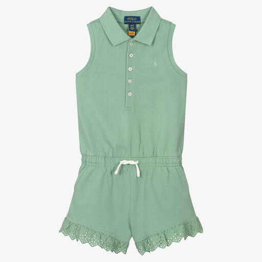 Polo Ralph Lauren-Grüner Baumwoll-Playsuit | Childrensalon Outlet