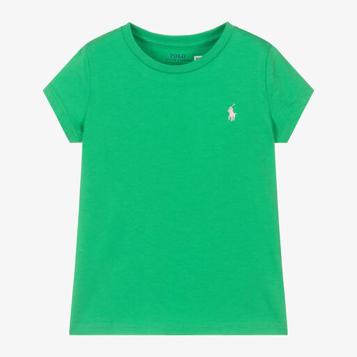 Ralph Lauren-تيشيرت قطن لون أخضر للبنات | Childrensalon Outlet