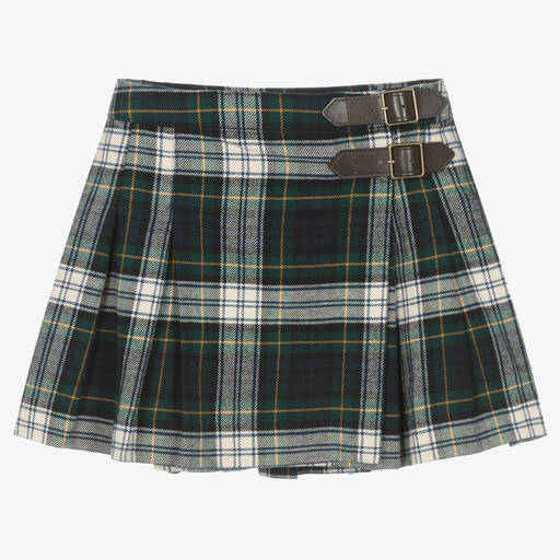 Ralph Lauren-Girls Green Tartan Check Skirt | Childrensalon Outlet
