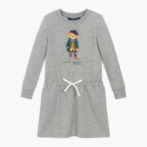 Ralph Lauren-Girls Grey Bear Jersey Dress | Childrensalon Outlet