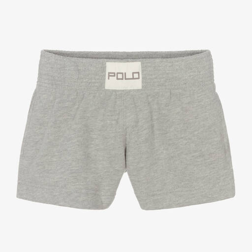 Polo Ralph Lauren-Girls Grey Cotton Jersey Shorts | Childrensalon Outlet