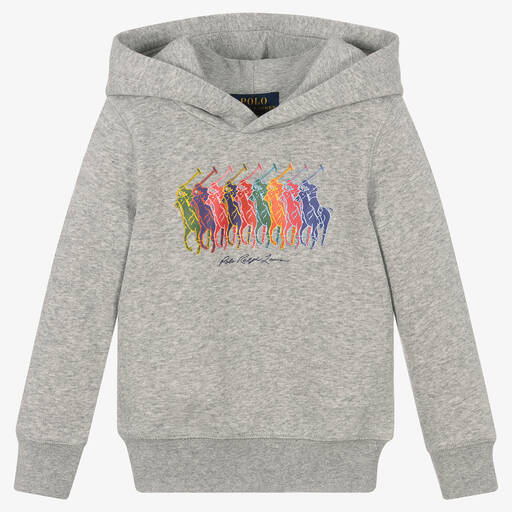 Polo Ralph Lauren-Girls Grey Pony Logo Hoodie | Childrensalon Outlet