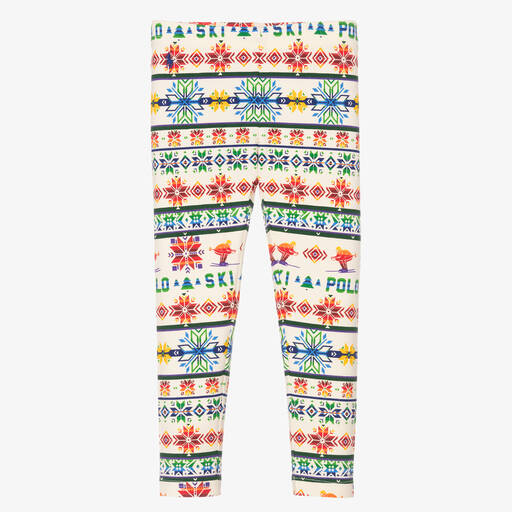 Polo Ralph Lauren-ليغنغز قطن عضوي جيرسي لون عاجي للبنات | Childrensalon Outlet