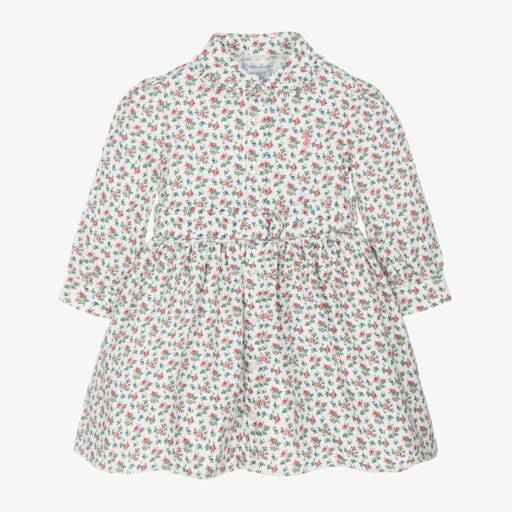 Ralph Lauren-Girls Ivory Floral Cotton Dress | Childrensalon Outlet