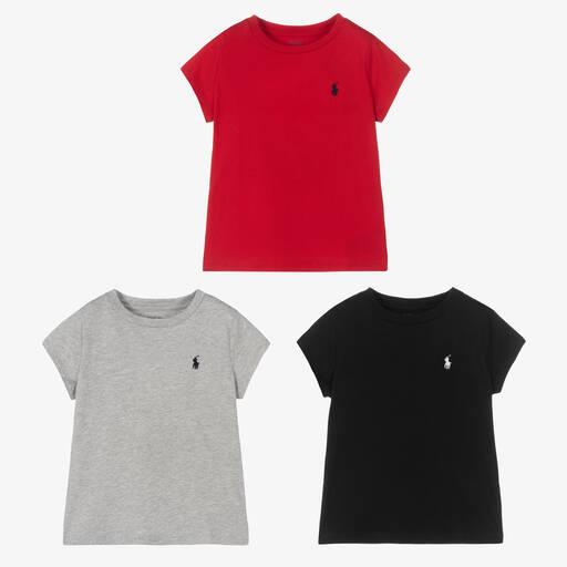 Polo Ralph Lauren-Girls Logo T-Shirts (3 Pack)  | Childrensalon Outlet