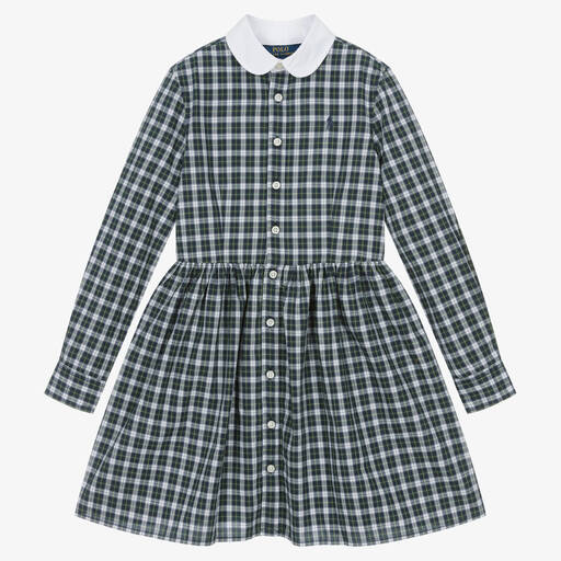 Ralph Lauren-Robe à carreaux bleu marine Fille | Childrensalon Outlet