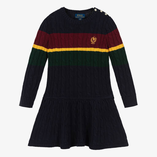 Ralph Lauren-Синее платье крупной вязки из хлопка | Childrensalon Outlet
