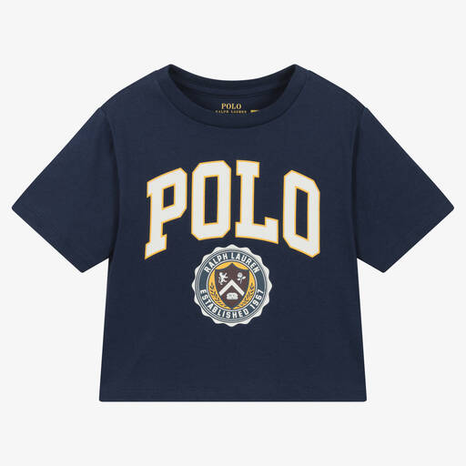 Ralph Lauren-تيشيرت قطن لون كحلي للبنات | Childrensalon Outlet