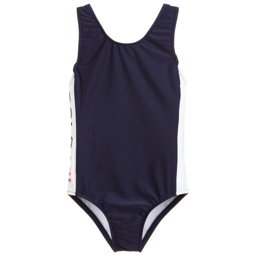 Polo Ralph Lauren-Girls Navy Blue Logo Swimsuit | Childrensalon Outlet