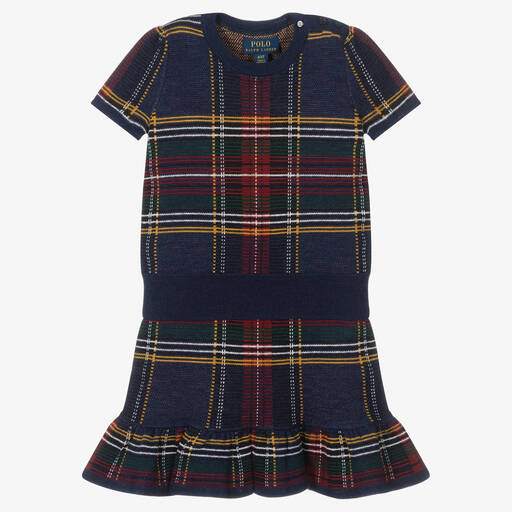 Поло Ralph Lauren-Синий топ и юбка из шерсти для девочек | Childrensalon Outlet