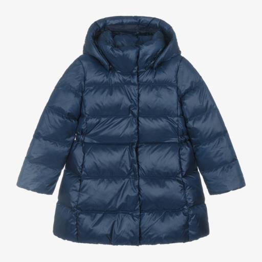 Ralph Lauren-Girls Navy Down Hooded Coat | Childrensalon Outlet