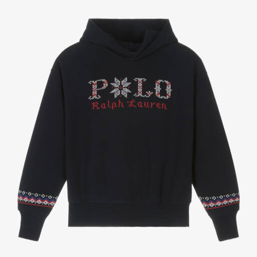 Ralph Lauren-Синяя худи с узором Fair Isle для девочек | Childrensalon Outlet