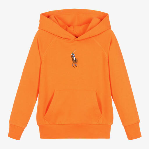 Ralph Lauren-Girls Orange Cotton Hoodie | Childrensalon Outlet