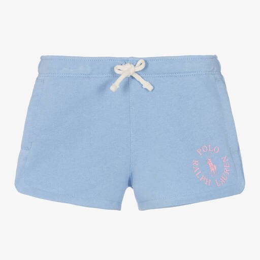 Ralph Lauren-Girls Pale Blue Jersey Shorts | Childrensalon Outlet