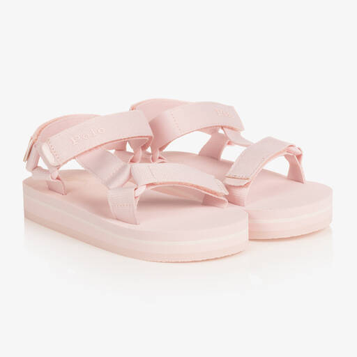 Polo Ralph Lauren-Girls Pale Pink Platform Webbing Sandals | Childrensalon Outlet