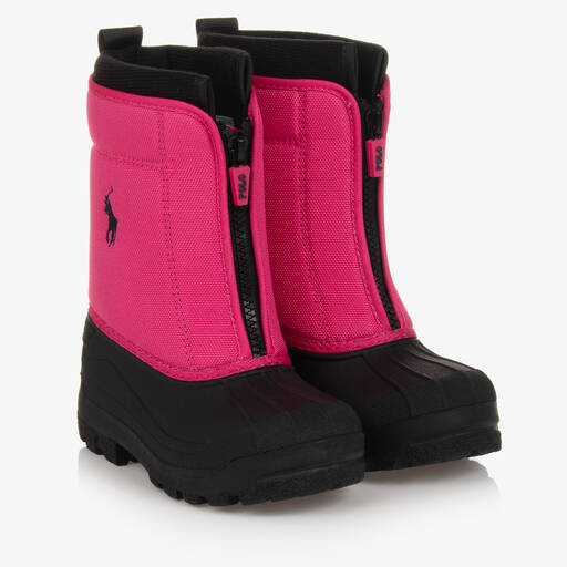 Ralph Lauren-Girls Pink & Black Snow Boots | Childrensalon Outlet