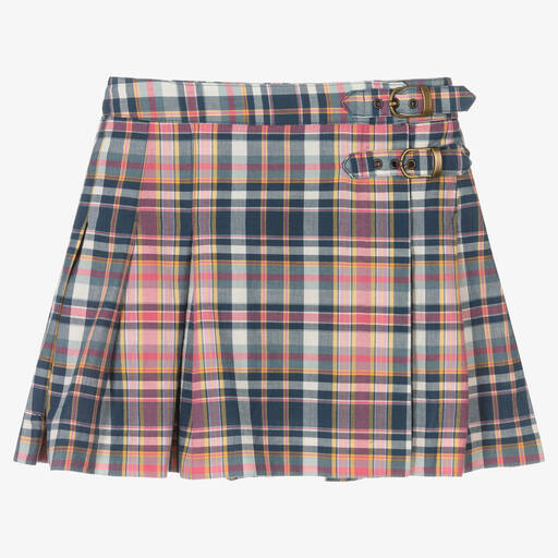Polo Ralph Lauren-Girls Pink & Blue Check Skirt | Childrensalon Outlet