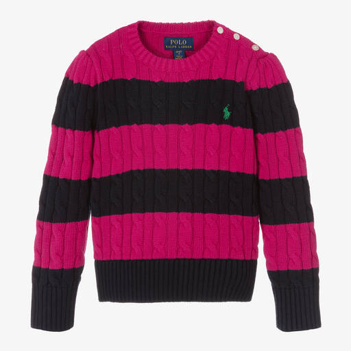 Ralph Lauren-Розово-синий трикотажный свитер | Childrensalon Outlet