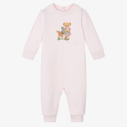 Ralph Lauren-Girls Pink Cotton Babysuit | Childrensalon Outlet