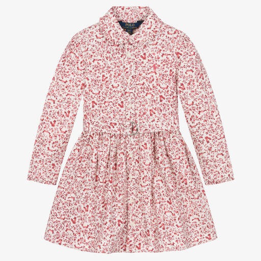 Ralph Lauren-Розовое хлопковое платье в цветочек с лисами | Childrensalon Outlet