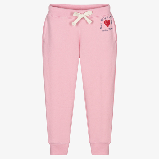 Ralph Lauren-Girls Pink Cotton Joggers | Childrensalon Outlet