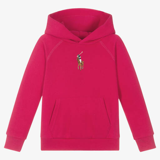 Polo Ralph Lauren-Girls Pink Cotton Logo Hoodie | Childrensalon Outlet