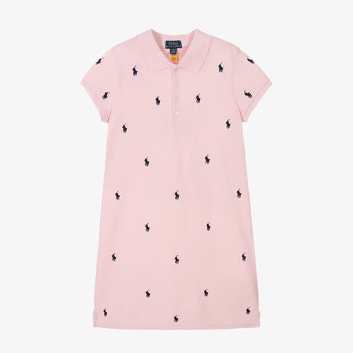 Ralph Lauren-Girls Pink Cotton Piqué Polo Dress | Childrensalon Outlet