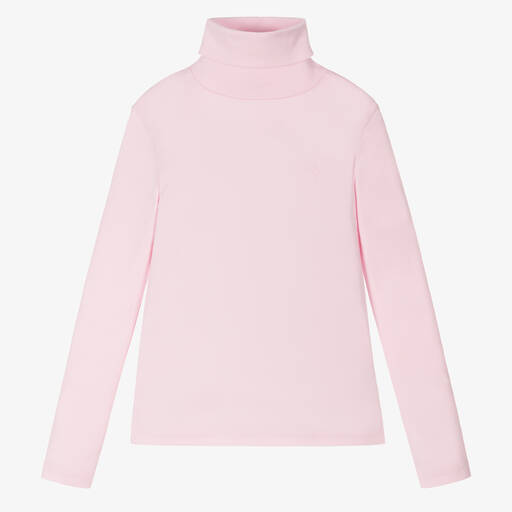 Ralph Lauren-Girls Pink Cotton Roll Neck Sweater | Childrensalon Outlet