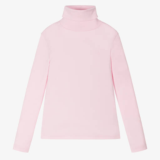 Ralph Lauren-بلوفر بياقة عالية قطن ومودال جيرسي لون زهري | Childrensalon Outlet