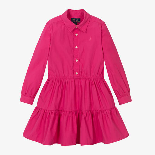 Ralph Lauren-Girls Pink Cotton Shirt Dress | Childrensalon Outlet