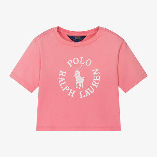 Ralph Lauren-Girls Pink Cotton T-Shirt | Childrensalon Outlet
