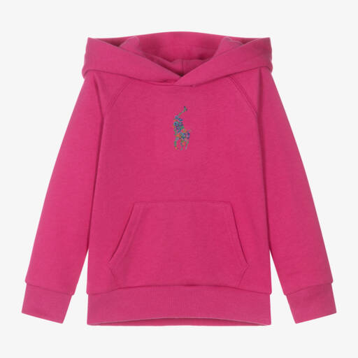 Ralph Lauren-Girls Pink Floral Logo Hoodie | Childrensalon Outlet