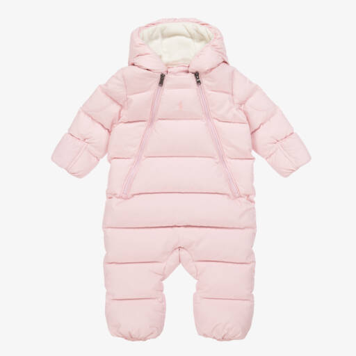 Ralph Lauren-Girls Pink Quilted Winter Snowsuit | Childrensalon Outlet