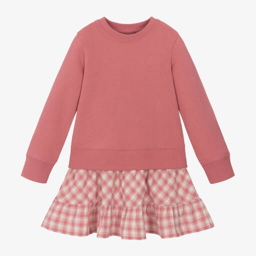 Ralph Lauren-Girls Pink Sweatshirt Dress with Checks | Childrensalon Outlet