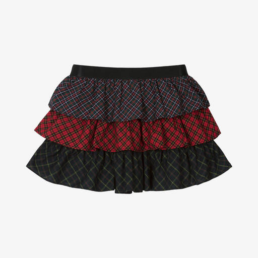 Ralph Lauren-Girls Red & Navy Blue Cotton Plaid Skirt | Childrensalon Outlet