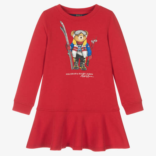 Polo Ralph Lauren-Girls Red Ski Bear Dress | Childrensalon Outlet