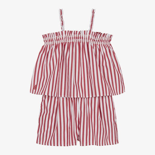 Ralph Lauren-Girls Striped Cotton Shorts Ensemble | Childrensalon Outlet