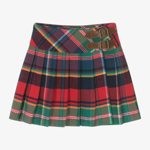 Ralph Lauren-Girls Tartan Pleated Cotton Skirt | Childrensalon Outlet