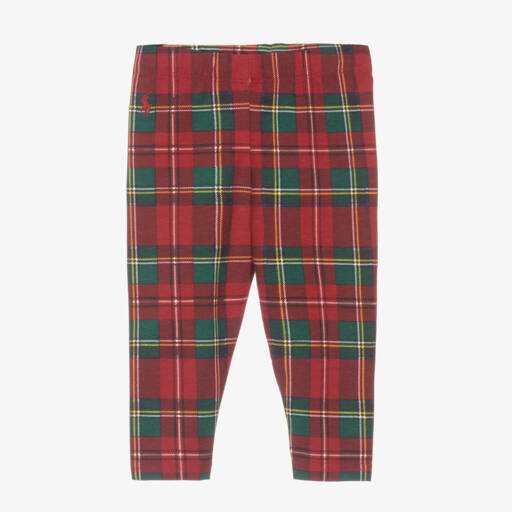 Ralph Lauren-Girls Tartan Red Cotton Leggings | Childrensalon Outlet