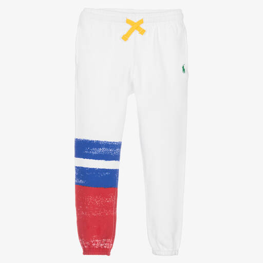 Polo Ralph Lauren-Girls White Cotton Joggers | Childrensalon Outlet