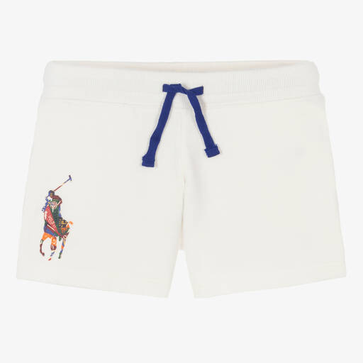 Поло Ralph Lauren-Белые хлопковые шорты для девочек | Childrensalon Outlet