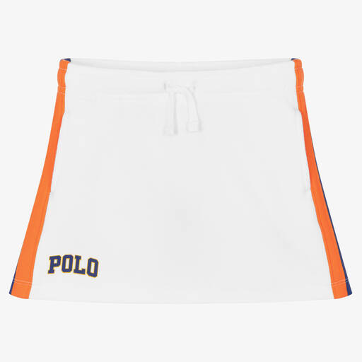 Polo Ralph Lauren-تنورة قطن جيرسي لون أبيض | Childrensalon Outlet