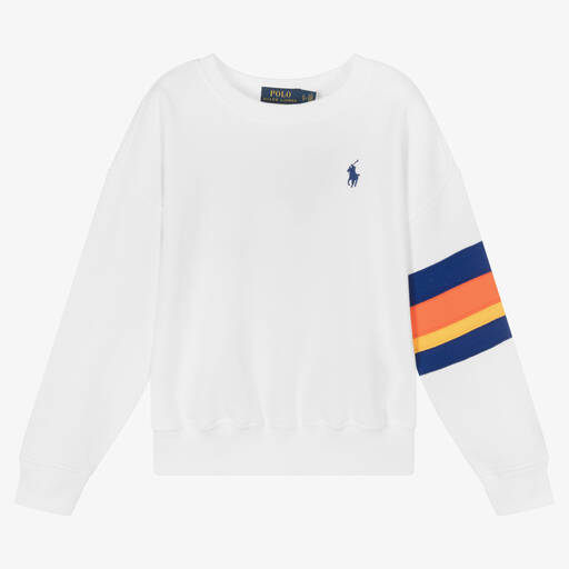 Polo Ralph Lauren-Girls White Cotton Sweatshirt | Childrensalon Outlet