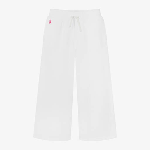 Ralph Lauren-جوغرز بأرجل واسعة قطن جيرسي لون أبيض للبنات | Childrensalon Outlet
