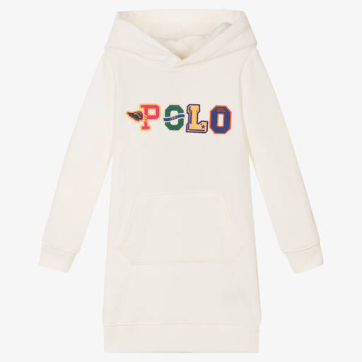 Polo Ralph Lauren-Girls White Logo Hoodie Dress | Childrensalon Outlet