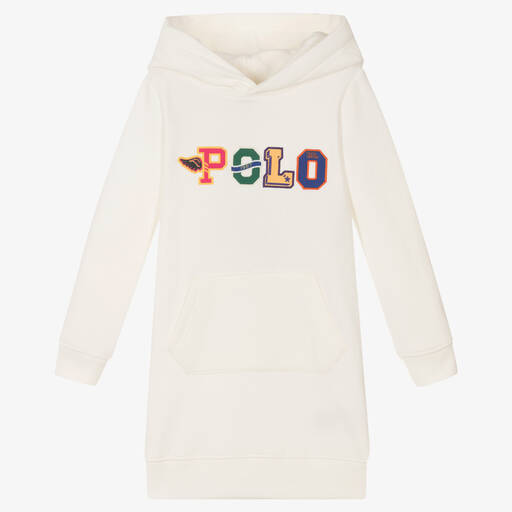 Поло Ralph Lauren-Белое платье с капюшоном для девочек | Childrensalon Outlet